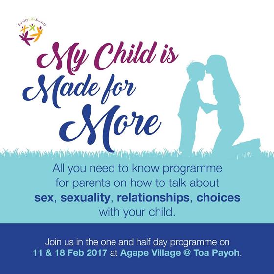 My Child Is Made For More: Helping Parents Talk Sex and Sexuality to their Children @ Agape village | Singapore